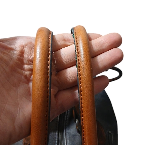 Isabelle Gray/Brown Leather Crossbody Satchel Hand Bag - Picture 8 of 11